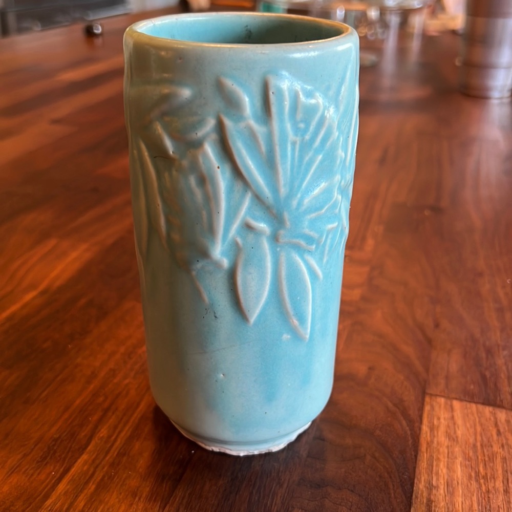 McCoy Aqua Butterfly Vase 8” tall